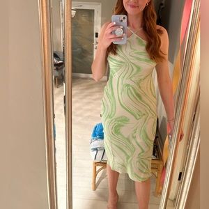 Asos LUXE green satin dress